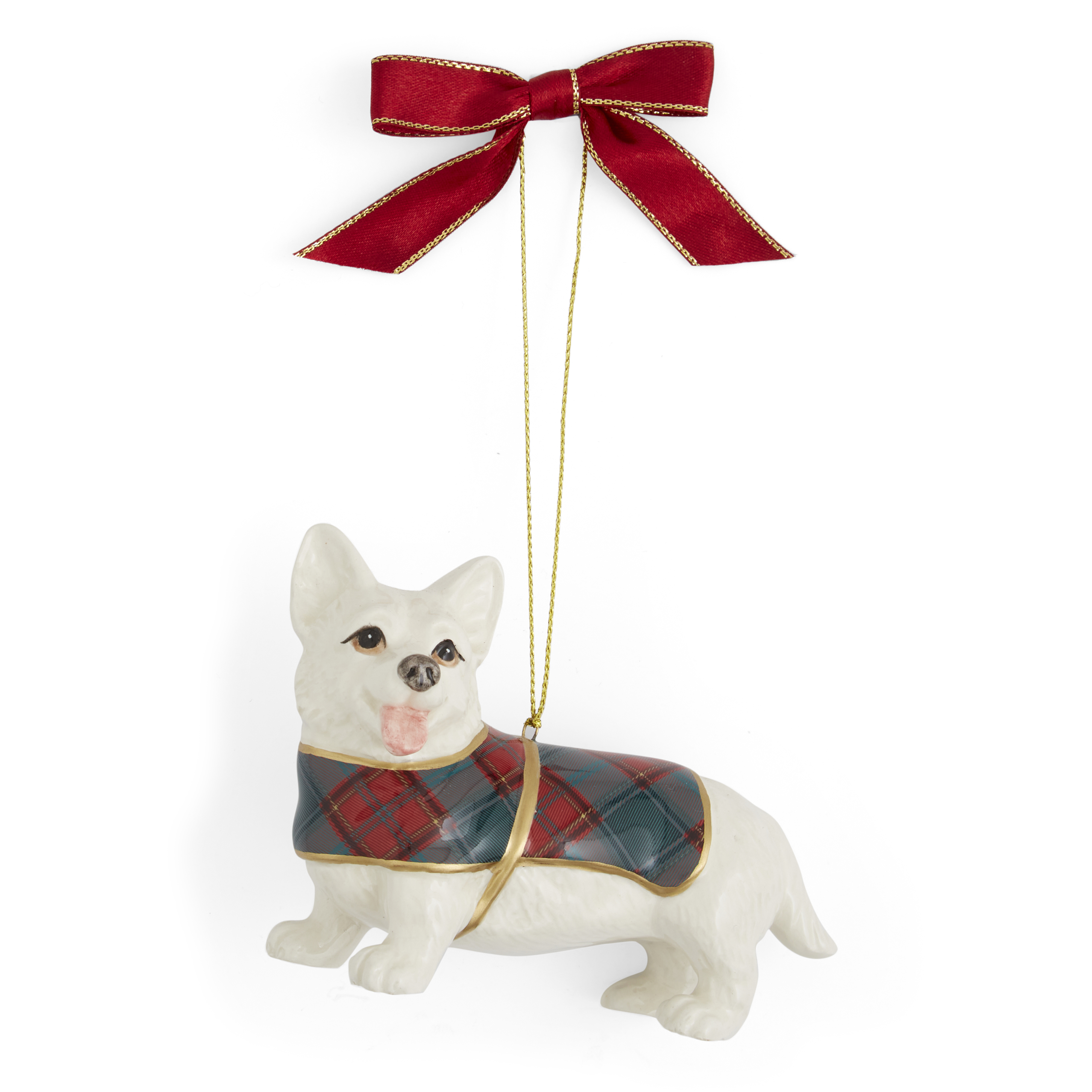 Christmas Tree Tartan Corgi Ornament image number null